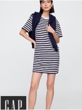 Gap relaxed t shirt dress - navy/white - women’s XS